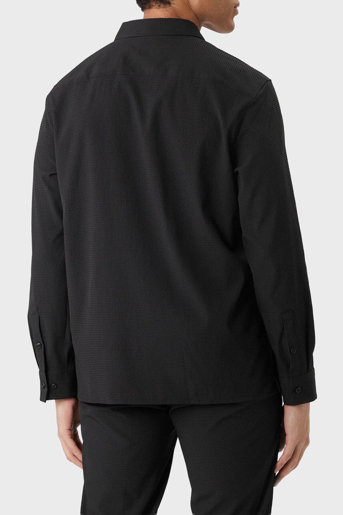 Calvin Klein LS SOLID SEERSUCKER, UB1 Siyah Erkek Gömlek