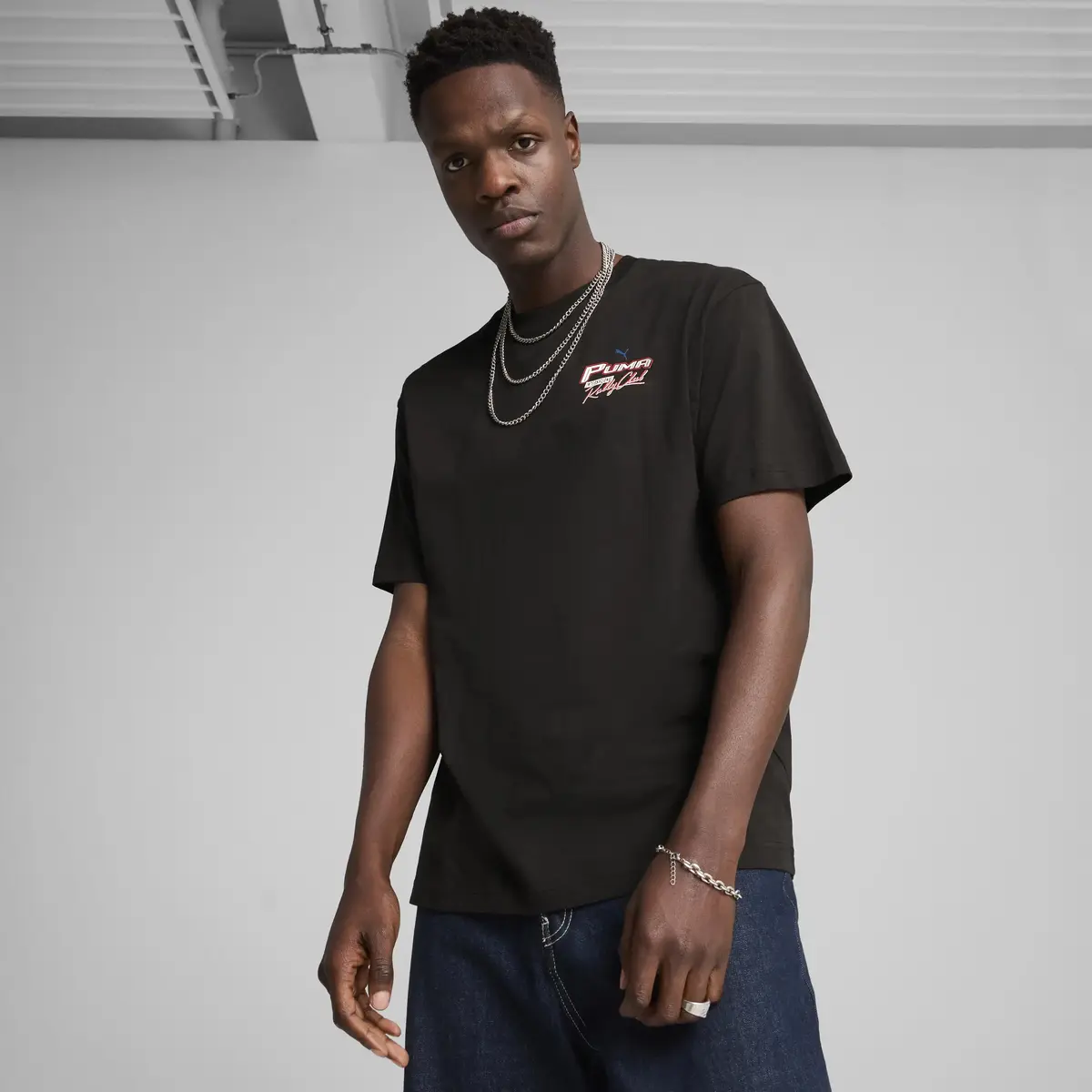 PUMA GRAPHICS Moto Relaxed Tee Siyah Erkek T-Shirt