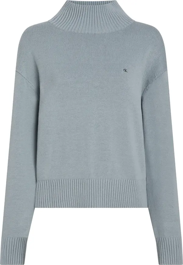 Calvin Klein MONOGRAM EMBRO HIGH Kadın Mavi Kazak