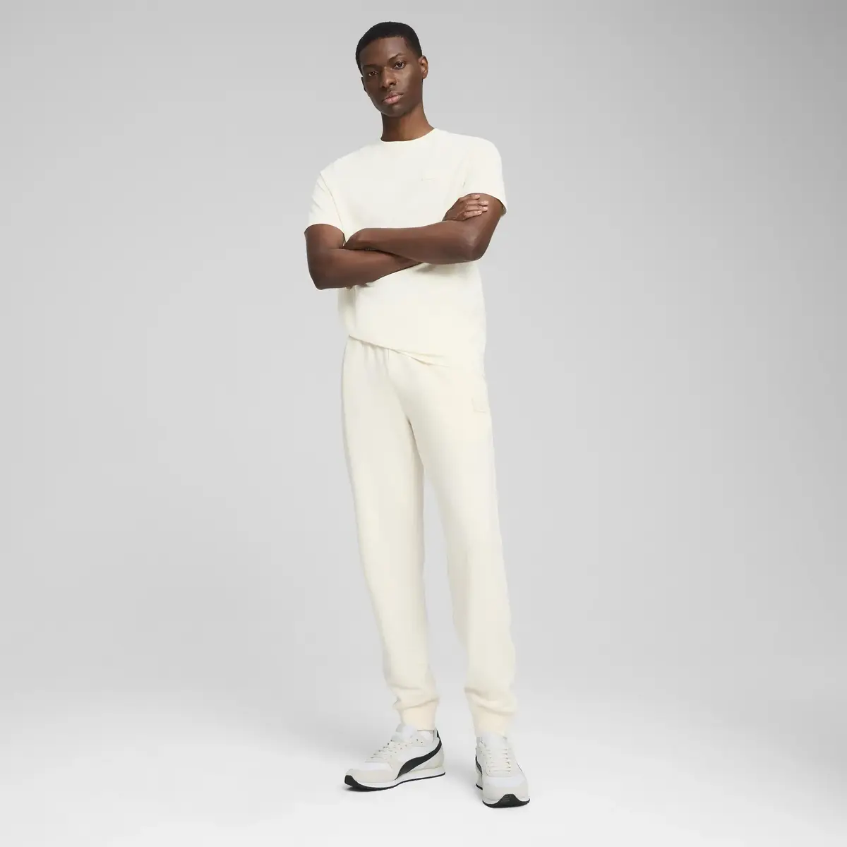 PUMA ESS ELEVATED Tee Bej Erkek T-Shirt