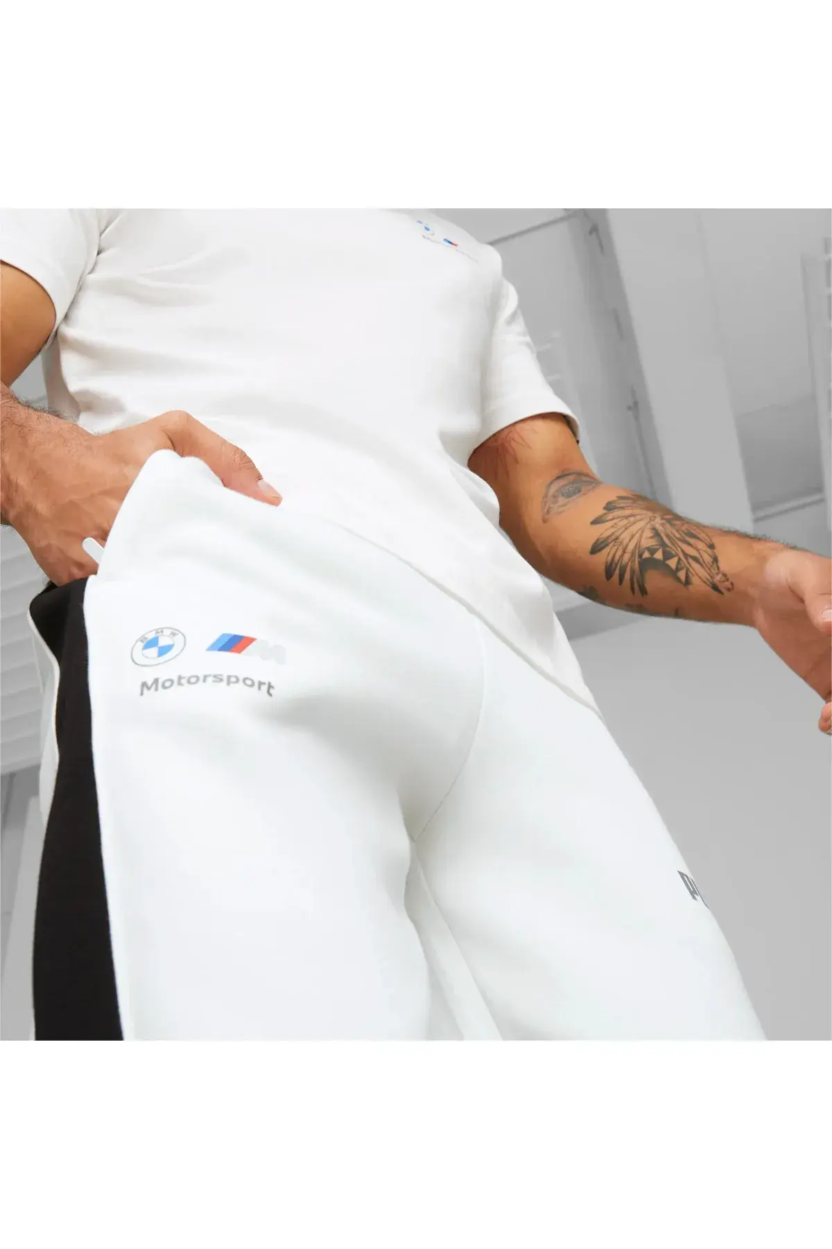 Puma BMW MMS MT7 Track Pants Erkek Beyaz Eşofman Altı