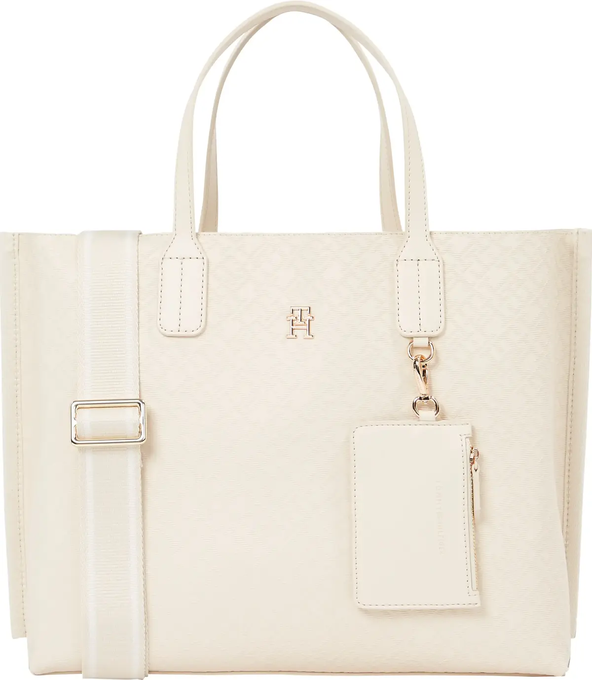 Tommy Hilfiger TH DISTINCT SATCHEL, AA8 Krem Kadın Çanta