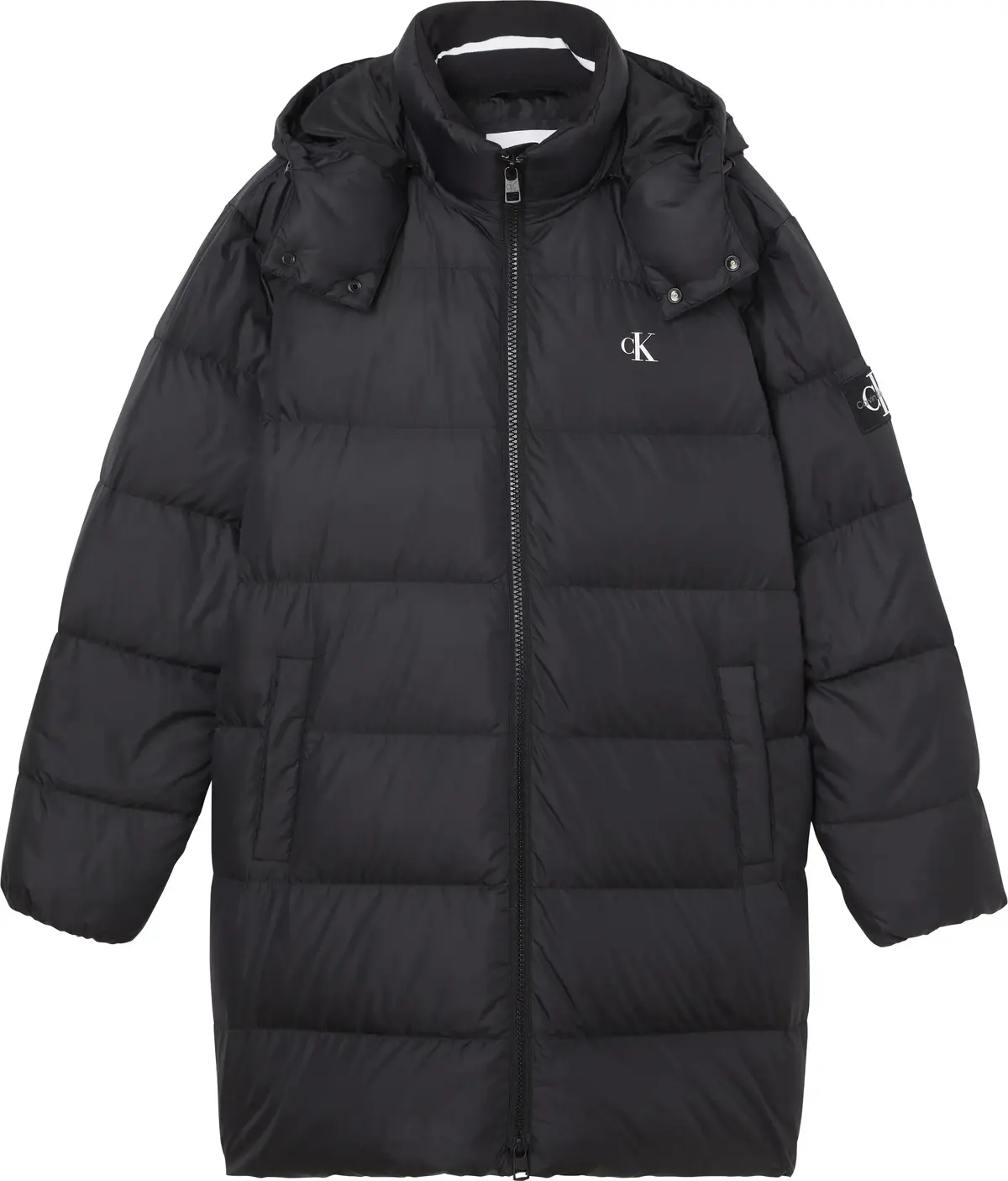 Calvin Klein ESS LONG HOODED DOWN Erkek Siyah Şişme Mont