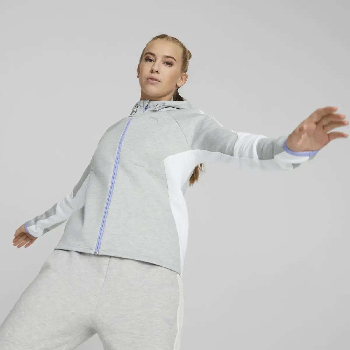 Puma EVOSTRIPE Full-Zip Hoodie Gri Kadın Hoodie