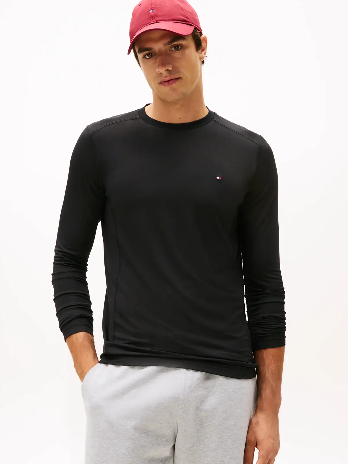 Tommy Hilfiger PERFORMANCE LS TEE, BDS Siyah Erkek T-Shirt