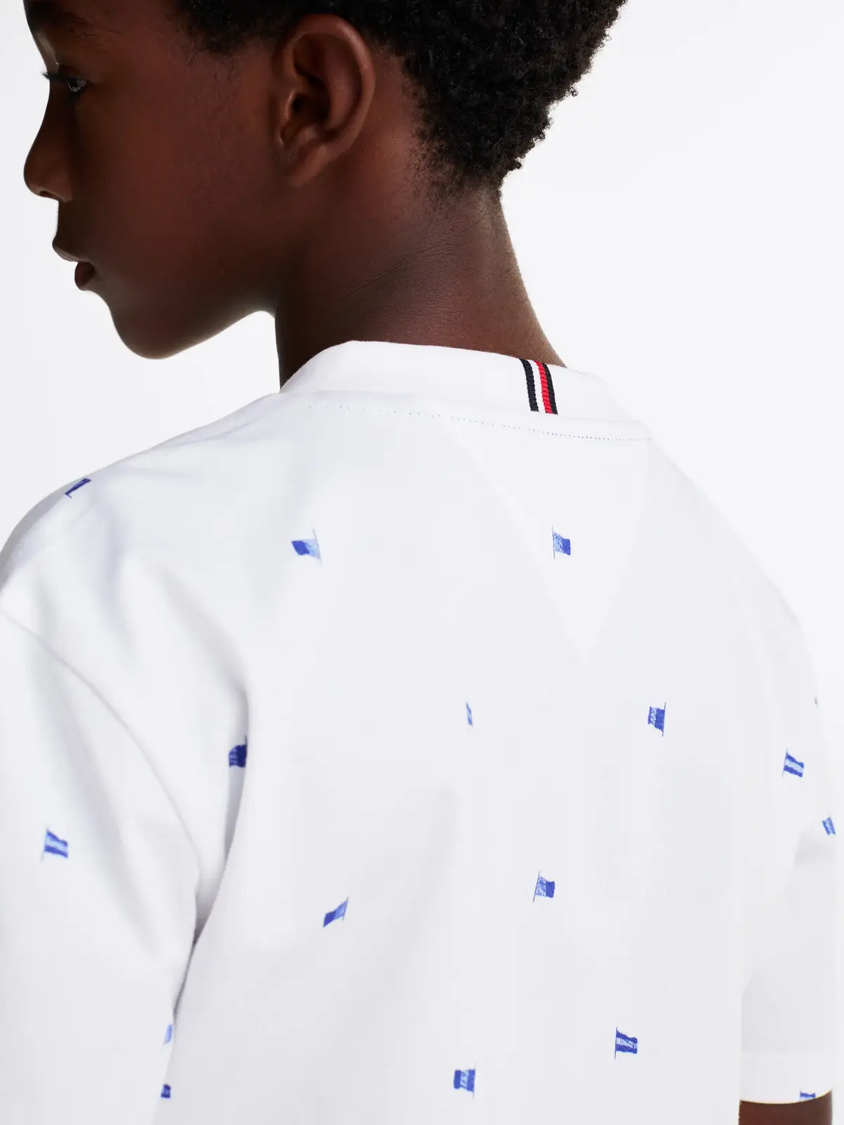 Tommy Hilfiger AOP WAVING FLAG TEE, 0K4 Beyaz Erkek Çocuk  T-Shirt & Polo