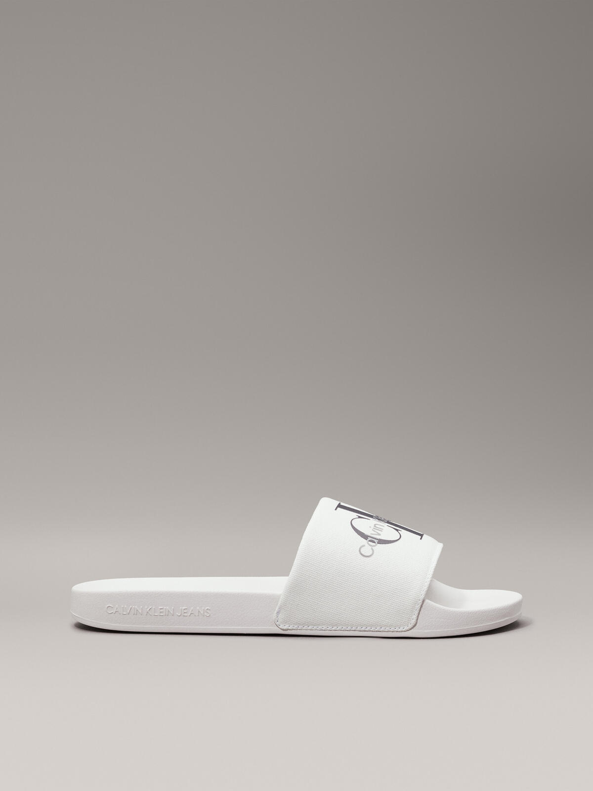 Calvin Klein SLIDE MONOGRAM CO Erkek Beyaz Terlik
