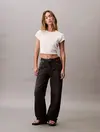 Calvin Klein A- MONOGRAM BABY TEE Beyaz Kadın Tişört