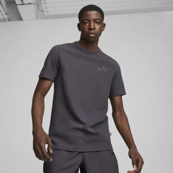 Puma ESS ELEVATED Waffle Tee Koyu Gri Erkek T-Shirt