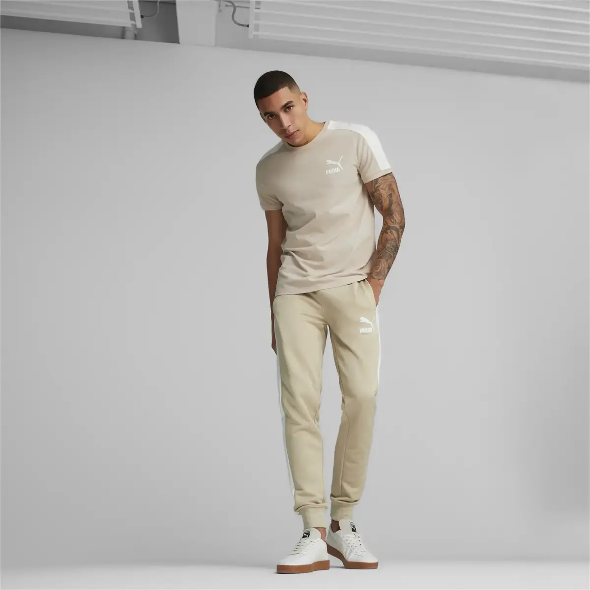 Puma T7 ICONIC Track Pants Erkek Bej Eşofman Altı