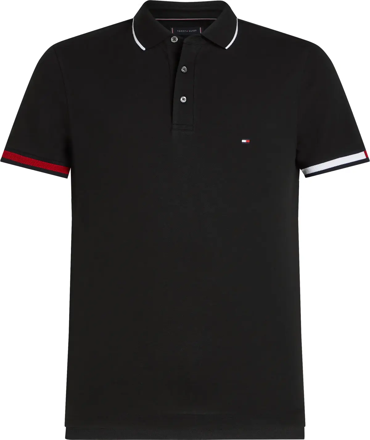 Tommy Hilfiger FLAG CUFF SLIM FIT P, BDS Siyah Erkek T-Shirt & Polo