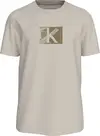 Calvin Klein SMALL CK BOX TEE, PDH Krem Erkek T-Shirt & Polo