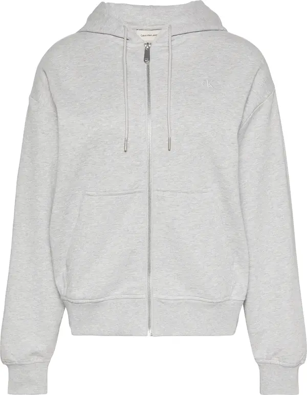 Calvin Klein ARCHIVE LOGO FRENCH TERRY FZ HOO Kadın Gri Fermuarlı Sweatshirt