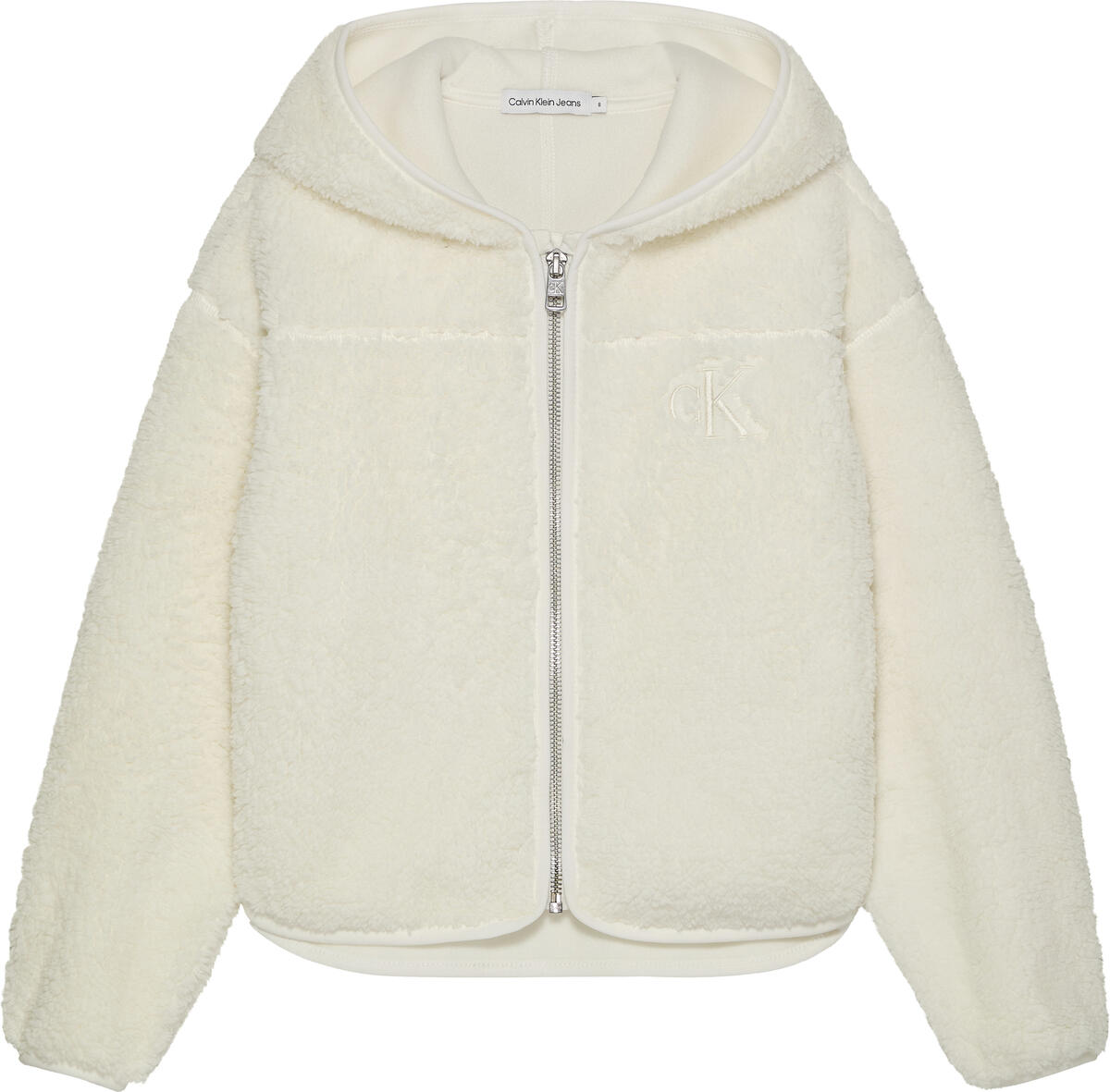 Calvin Klein TEDDY HWK ZIP THROUG Kadın Beyaz Kazak