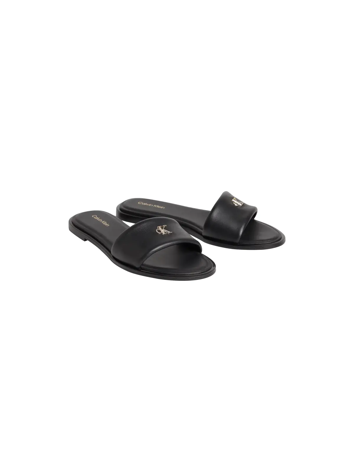 Calvin Klein ROUND FLAT SNDL LTH Siyah Kadın Deri Terlik