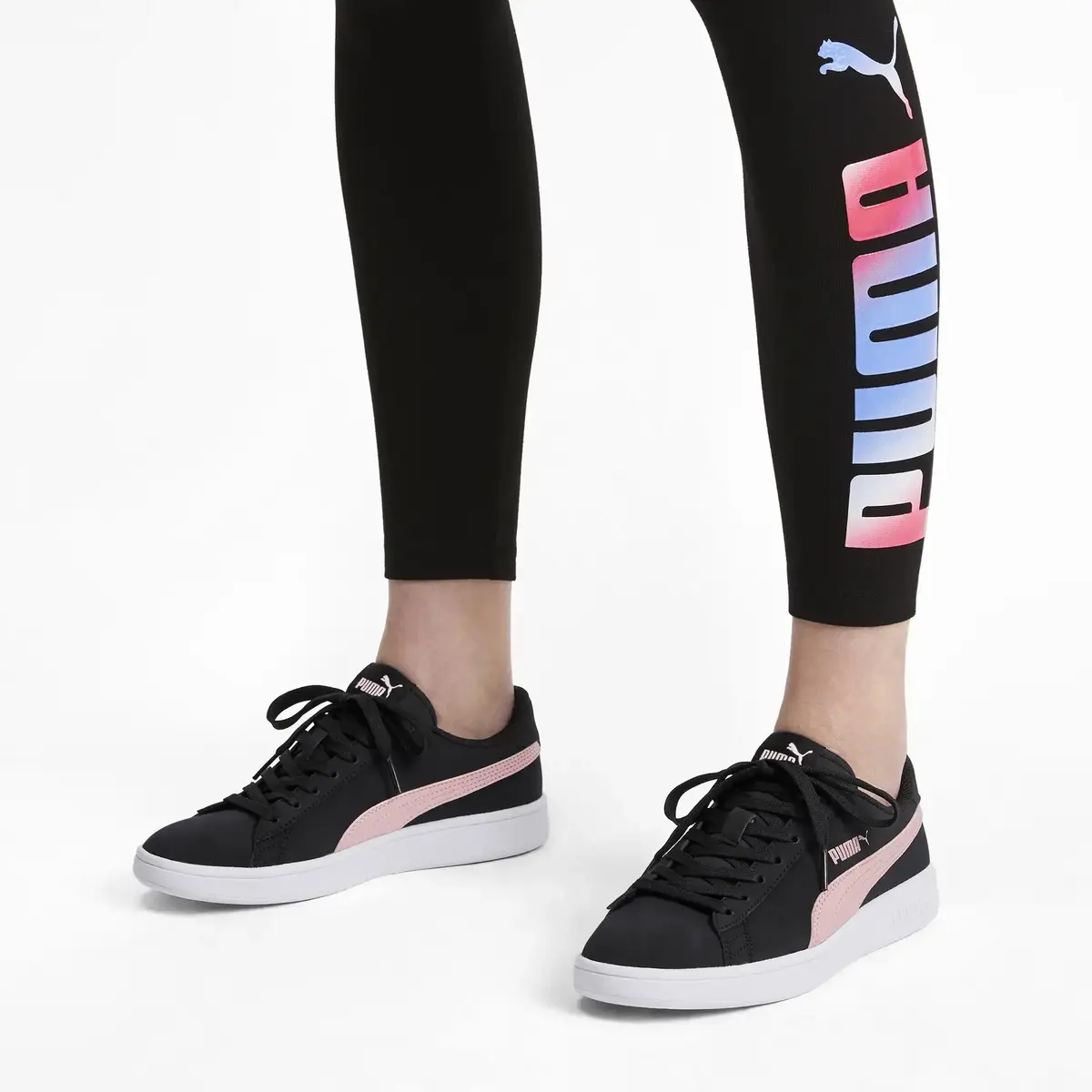 Puma Smash v2 Buck Siyah-Pembe Kadın Günlük Spor Ayakkabı