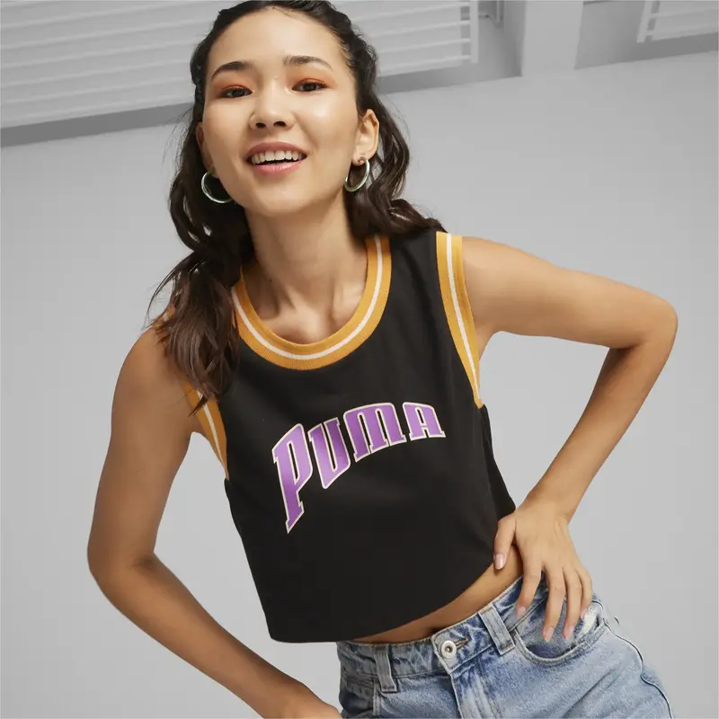 Puma PUMA TEAM Graphic Crop Tee Siyah Kadın Tişört