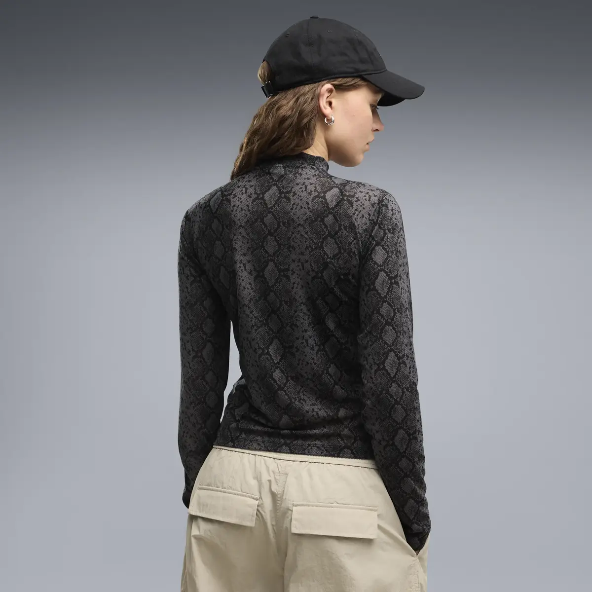 PUMA SNAKE PACK AOP Mesh Tee Siyah Kadın T-Shirt