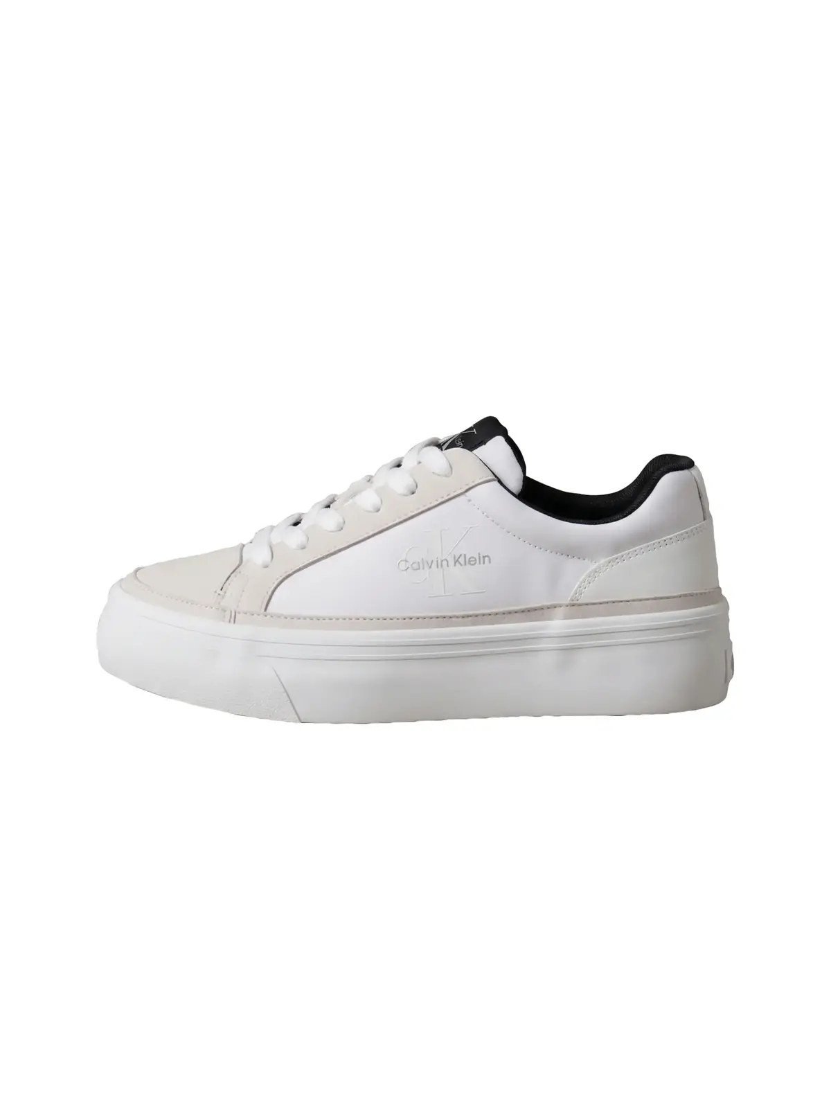 Calvin Klein VULC FLATF LACEUP NY, 01W Bej Kadın Spor Ayakkabı