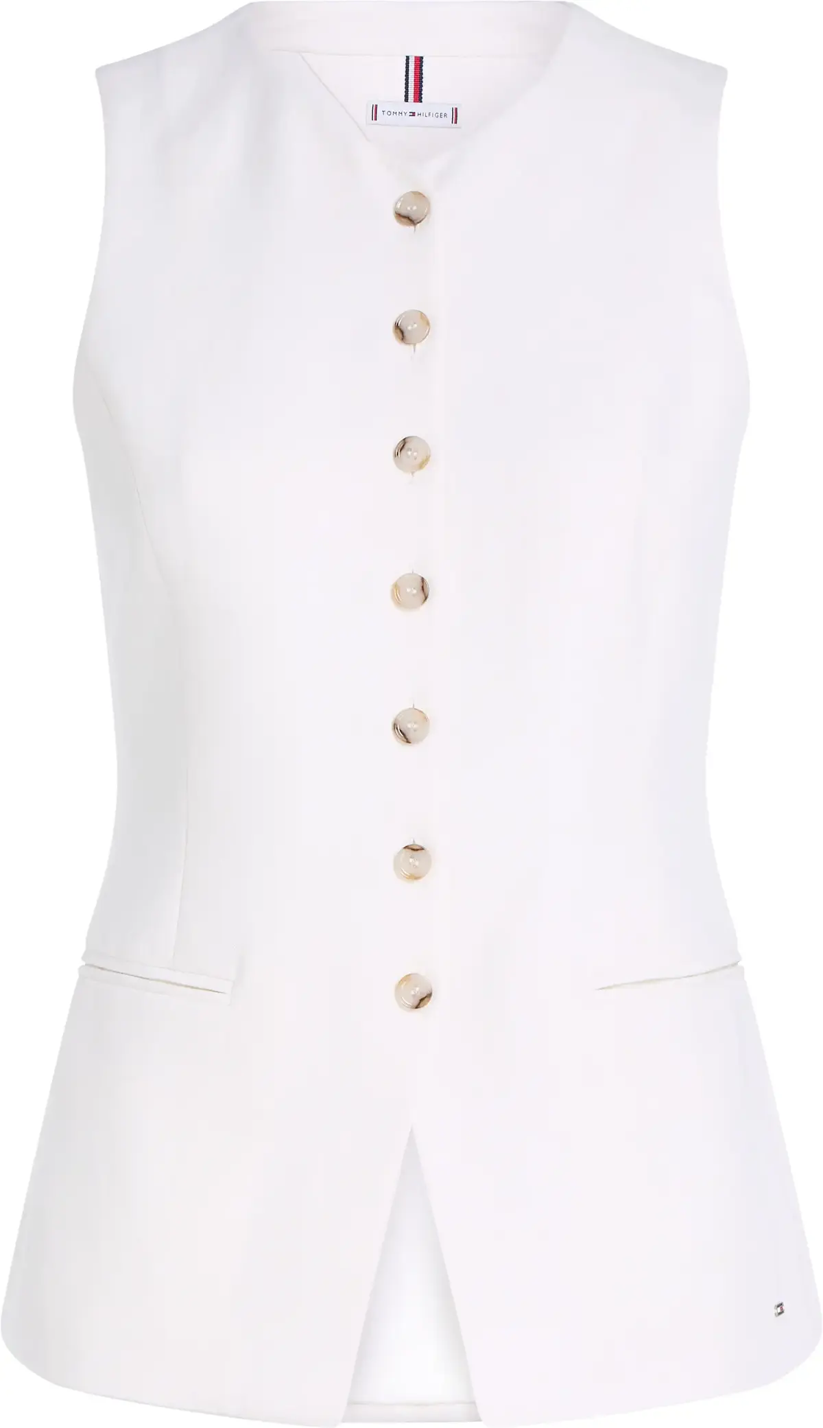 Tommy Hilfiger LINEN MIX SLIM WAIST, Z00 Krem Kadın Yelek