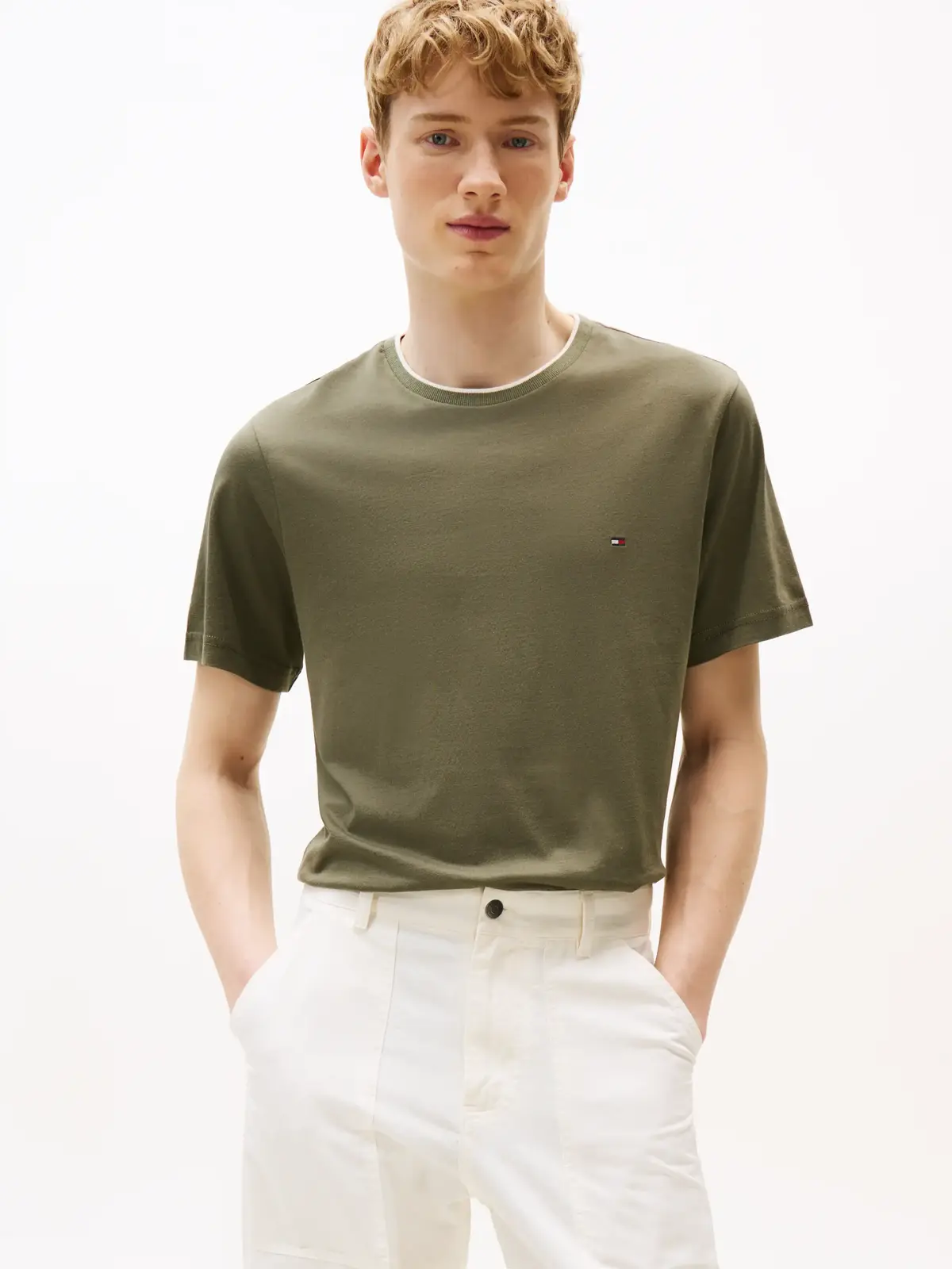 Tommy Hilfiger COTTON MODAL TEE, PLI Yeşil Erkek T-Shirt