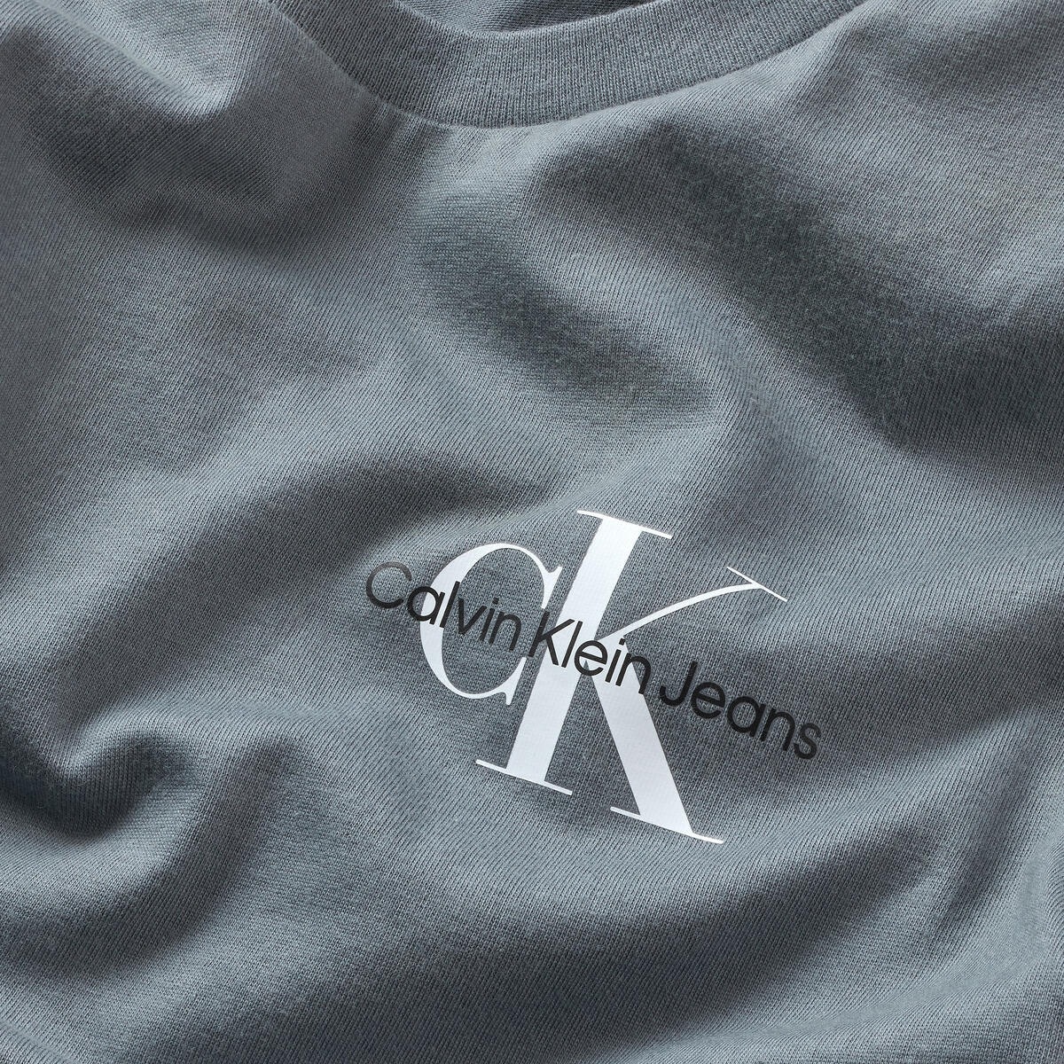 Calvin Klein CHEST MONOGRAM TOP Erkek Mavi T-Shirt