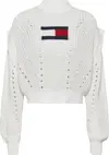 Tommy Hilfiger TJW OVRSZD FLAG STIT Kadın Krem Kazak