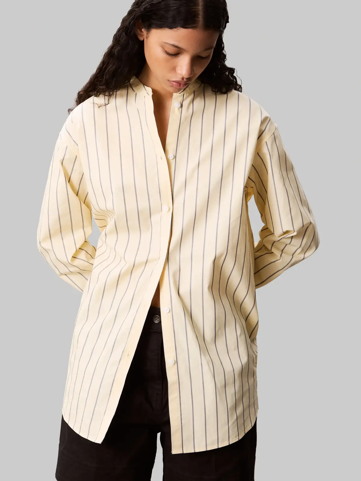 Calvin Klein YD STRIPE RELAXED SH, VND Sarı Kadın Gömlek