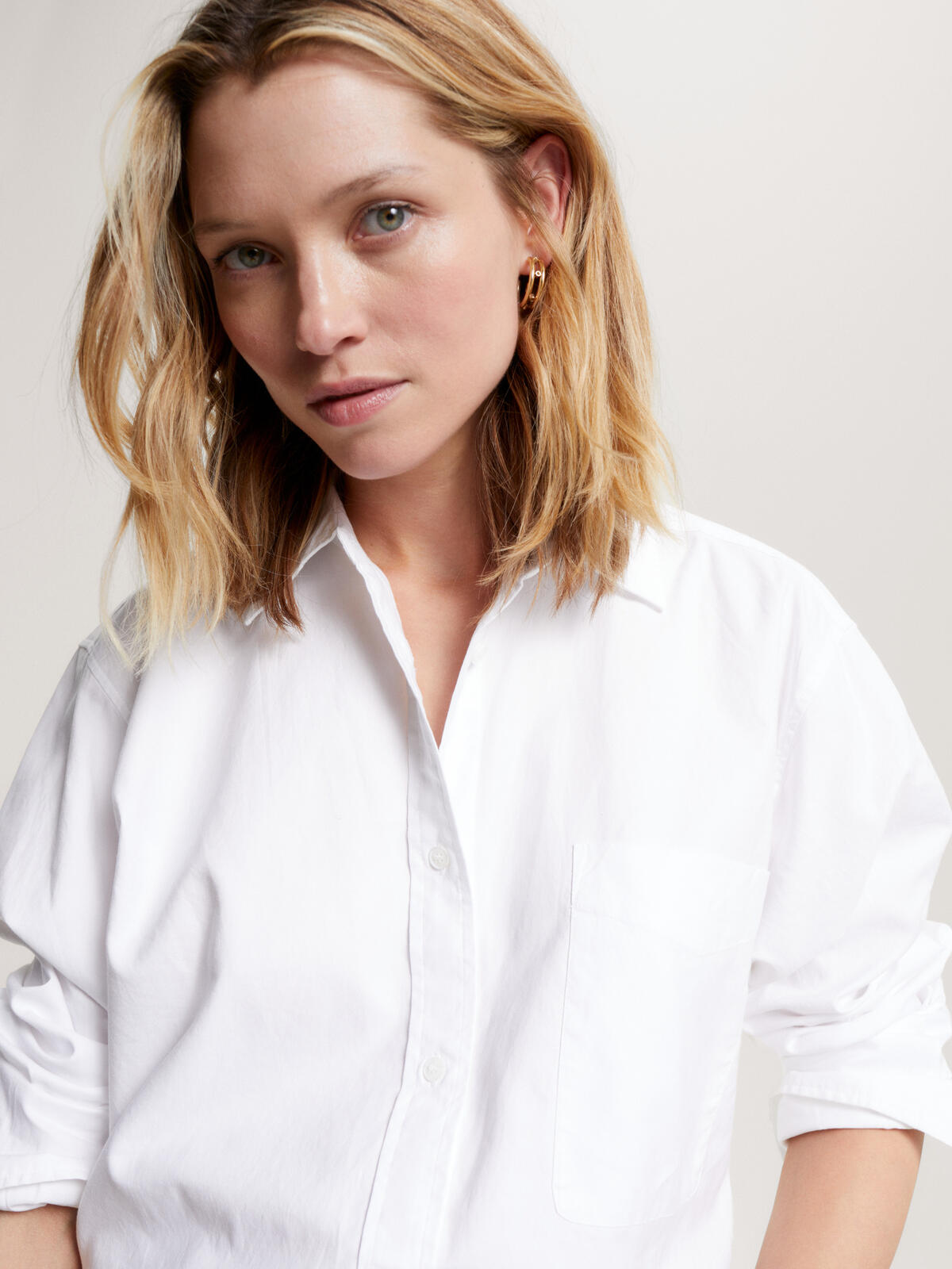 Tommy Hilfiger OXFORD OVERSIZED SHI Kadın Beyaz Gömlek
