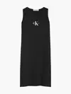 Calvin Klein MONOGRAM RIB SLEEVEL Kadın Siyah Elbise