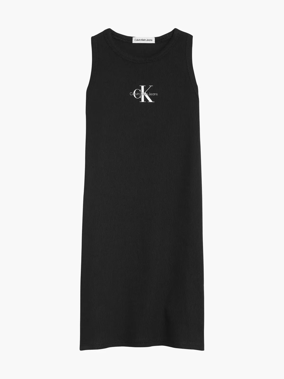 Calvin Klein MONOGRAM RIB SLEEVEL Kadın Siyah Elbise