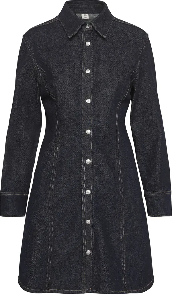 Calvin Klein SEAMED DRESS CLASSIC CK RINSE Kadın Siyah Kot Elbise