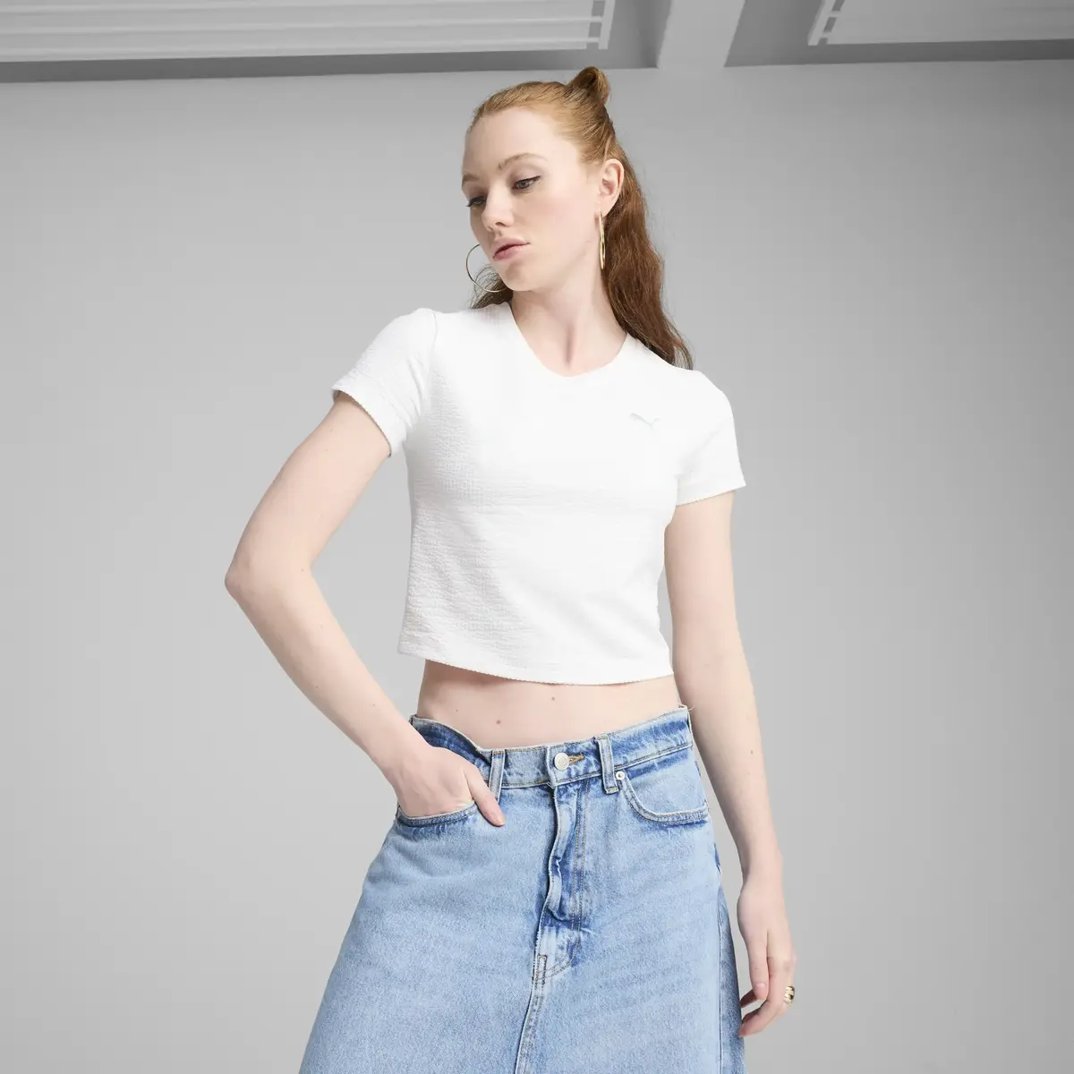 PUMA DARE TO Baby Tee Beyaz Kadın Crop