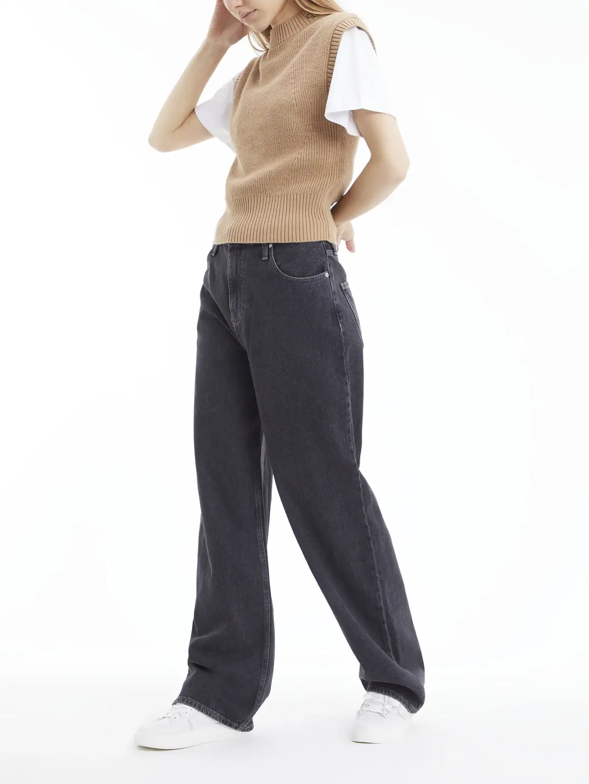 Calvin Klein CK CHUNKY VEST Kadın Kahverengi Kazak