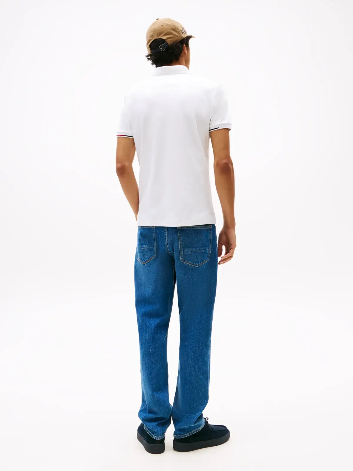 Tommy Hilfiger INTERLOCK FLAGCUFF S, YBR Beyaz Erkek Polo T-Shirt