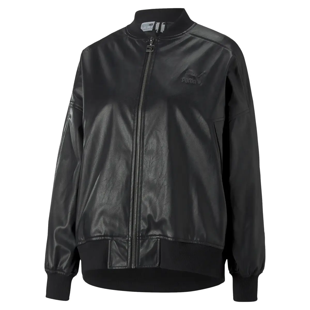 Puma T7 Faux Leather Bomber Siyah Kadın Bomber Suni Deri Ceket