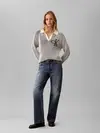Calvin Klein BICOLOR RIB LOGO POL, UB1 Siyah Kadın Polo