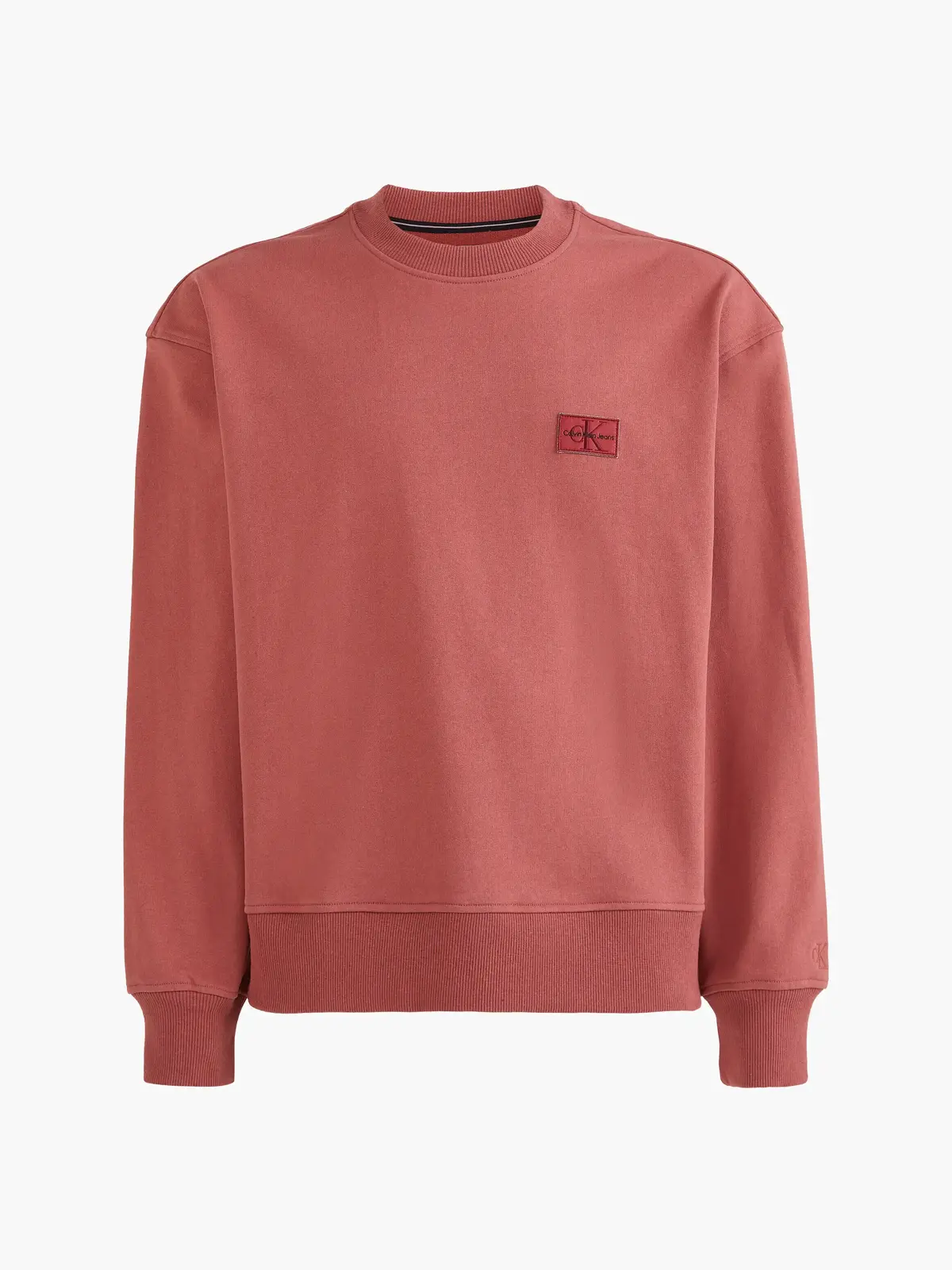 Calvin Klein SHRUNKEN BADGE CREW Erkek Kırmızı Sweatshirt