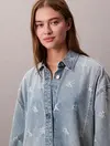 Calvin Klein DENIM SHIRTDRESS CK DISTRESSED I Mavi Kadın Elbise