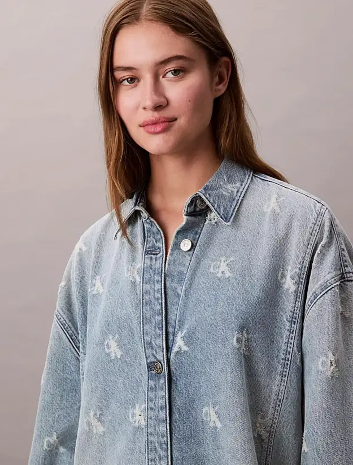 Calvin Klein DENIM SHIRTDRESS CK DISTRESSED I Mavi Kadın Elbise