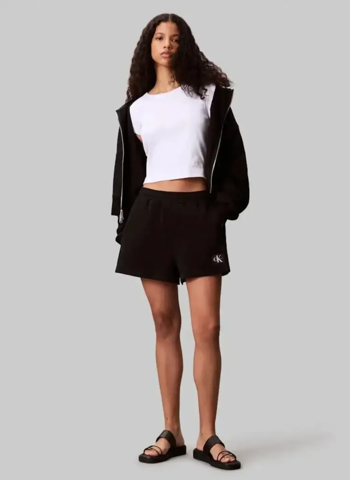 Calvin Klein A - FRENCH TERRY BADGE LOGO SHOR Siyah Kadın Şort