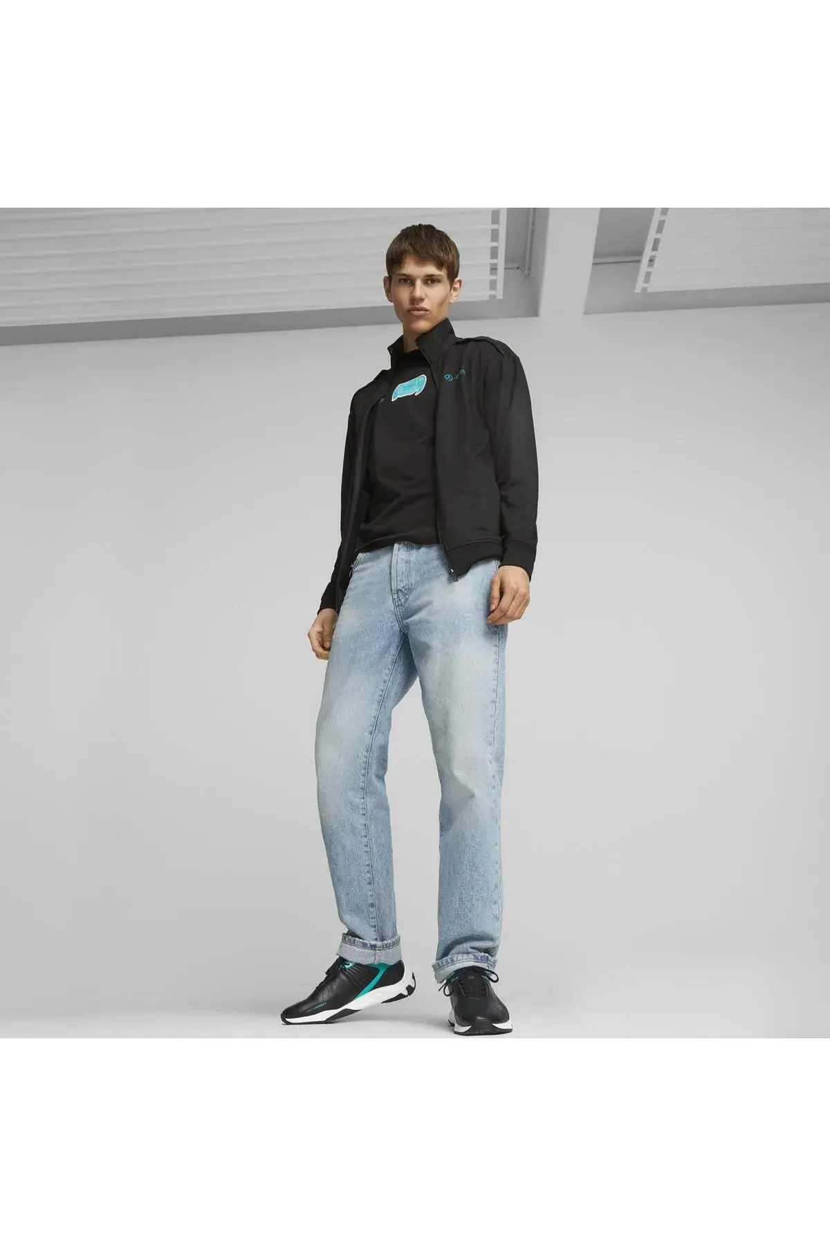 Puma MAPF1 Cloudspun Jacket, slim Siyah Erkek Fermuarlı Sweatshirt
