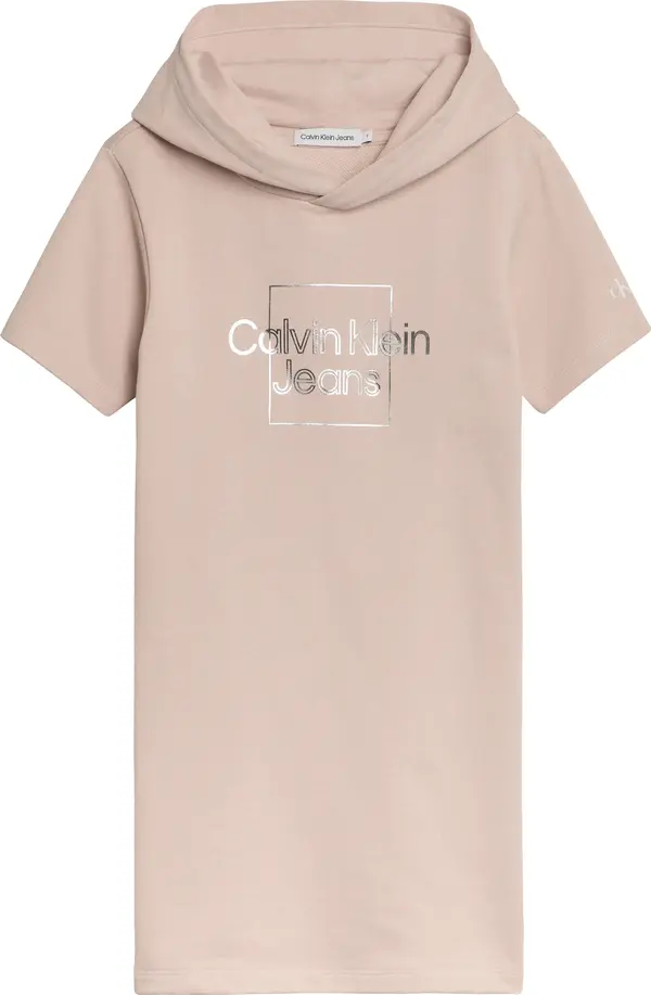 Calvin Klein METALLIC LOGO SS HOO Kadın Kahverengi Elbise