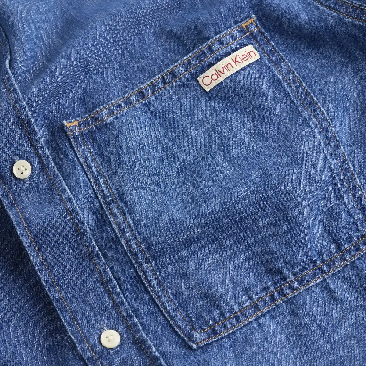 Calvin Klein REGULAR SS DENIM SHI, 1A4 Mavi Erkek Gömlek