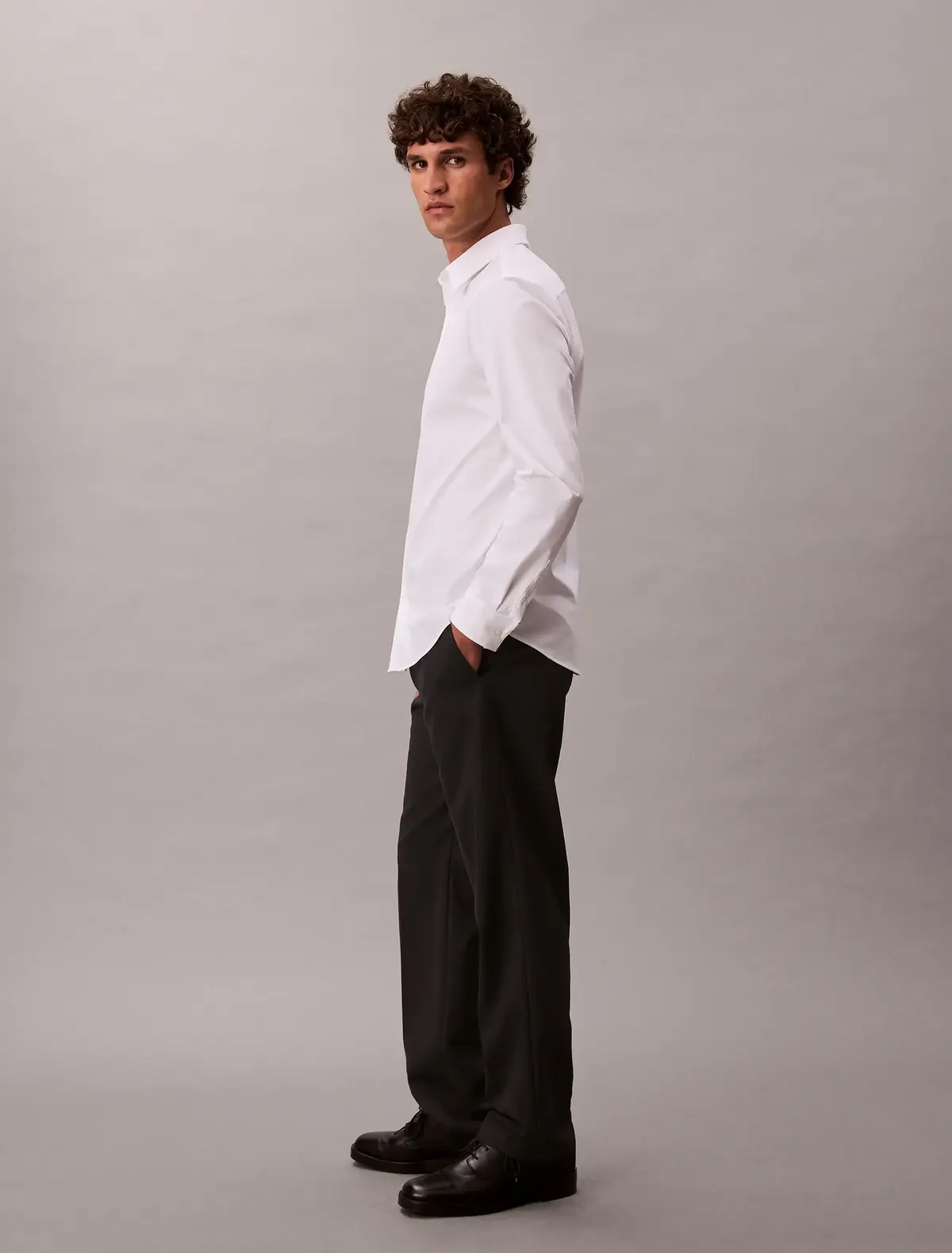 Calvin Klein LS TECH STRETCH SLIM Beyaz Erkek Gömlek
