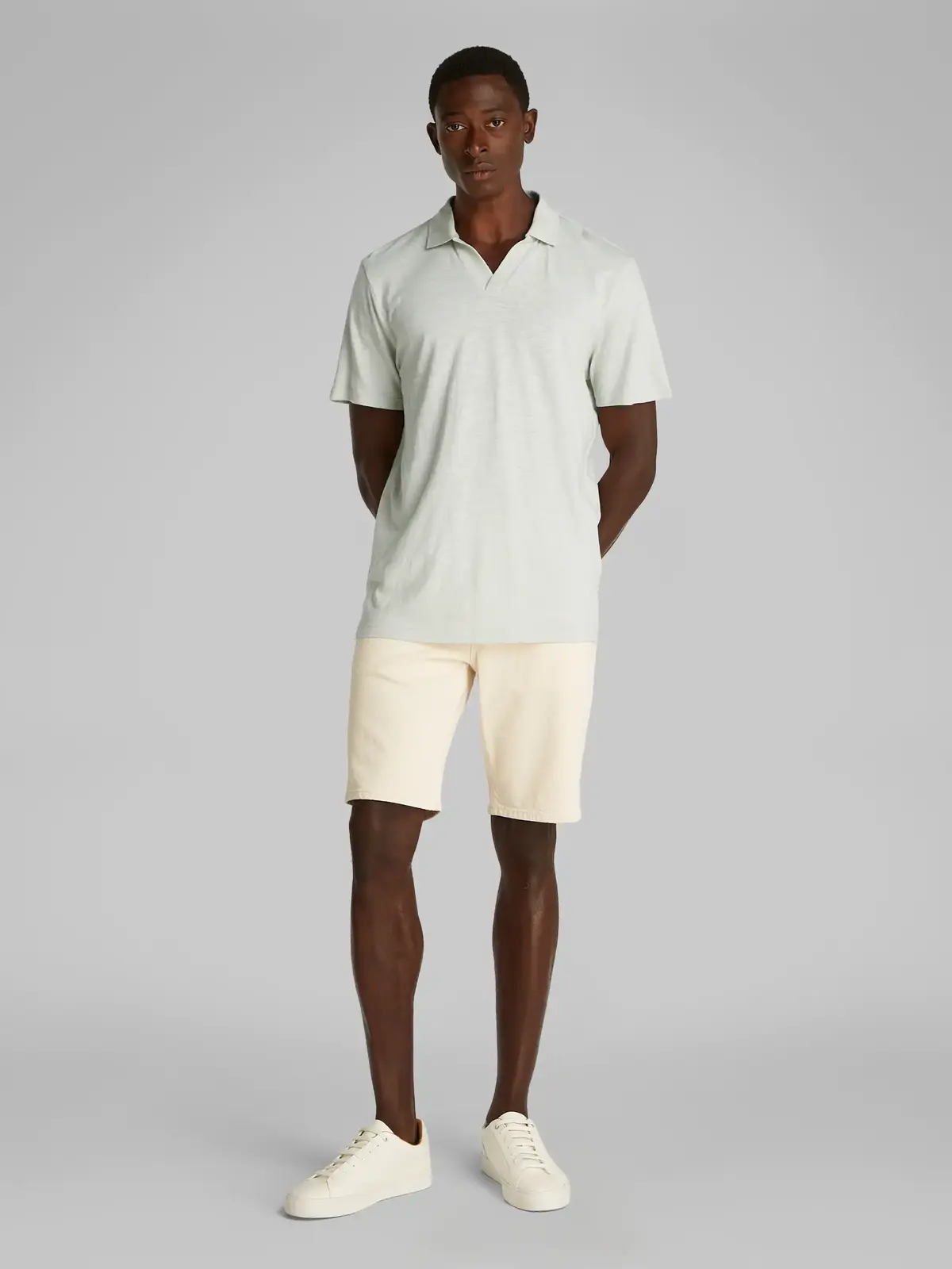 Calvin Klein LINEN COTTON CUBAN Gri Erkek Tişört