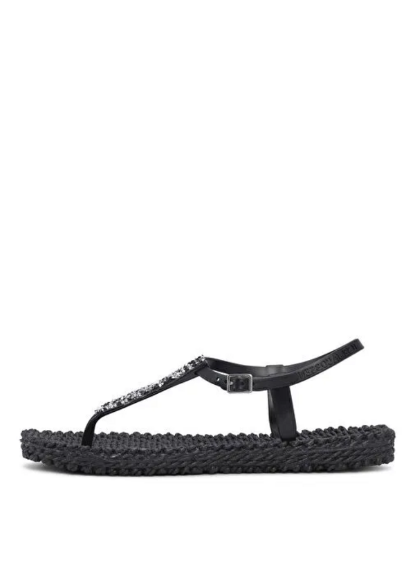 ILSE JACOBSEN Black Cheerful10G - Siyah Taşlı Parmak Arası Terlik