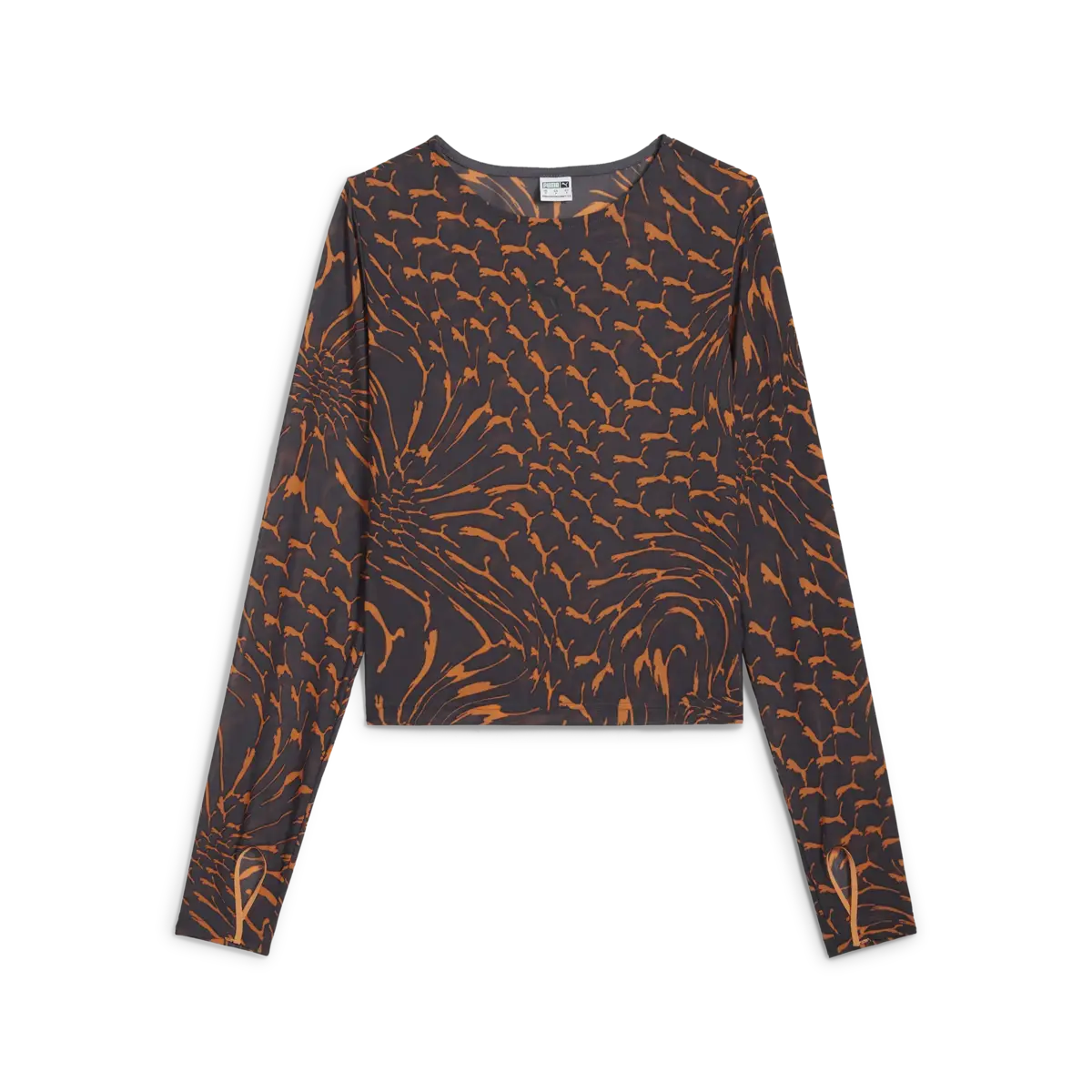Puma DARE TO Mesh Long Sleeve Tee Kahverengi Kadın T-Shirt & Polo