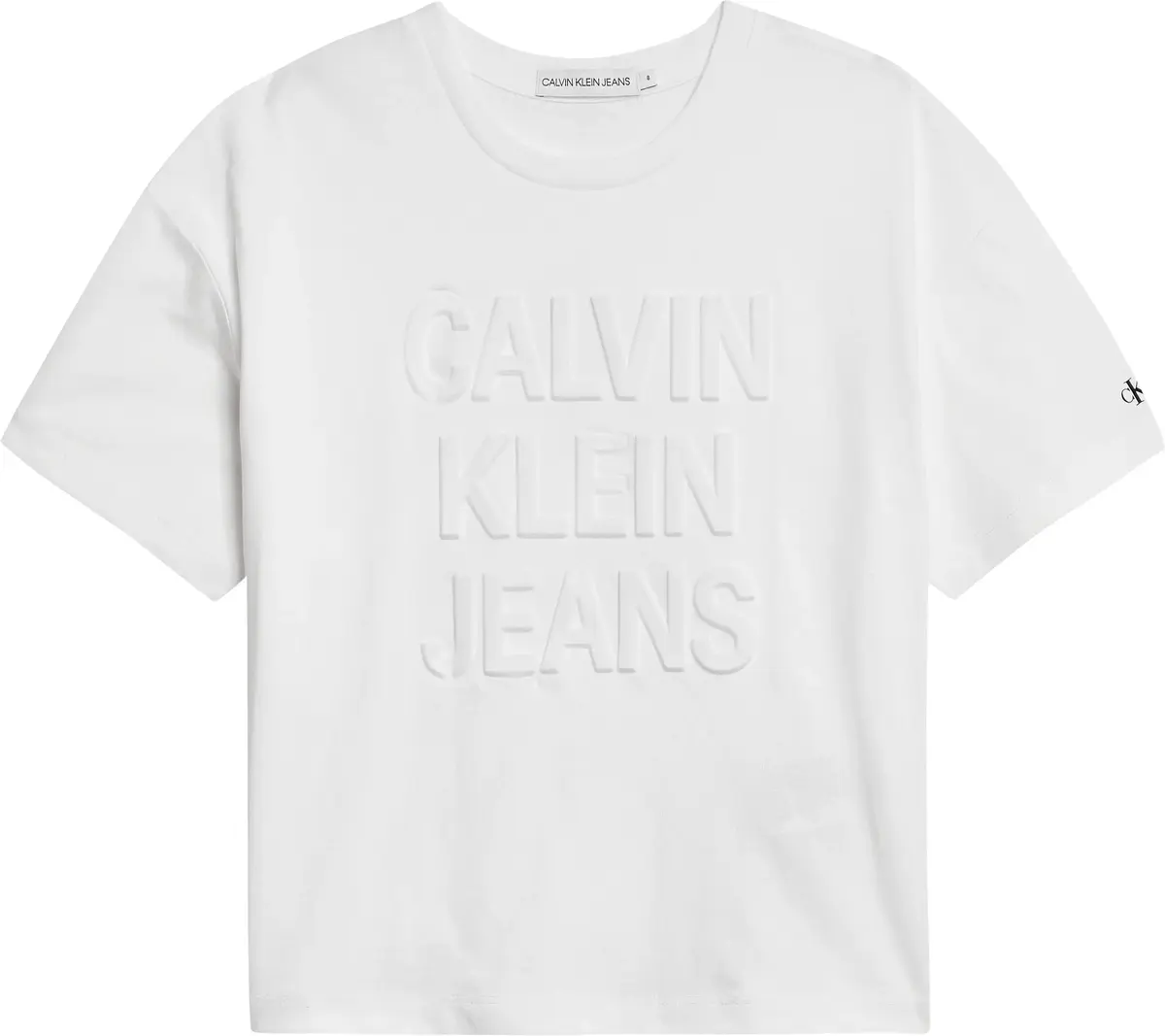 Calvin Klein DEBOSSED LOGO T-SHIR Kadın Beyaz T-Shirt