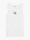 Calvin Klein MONOGRAM RIB SLEEVEL Kadın Beyaz T-Shirt